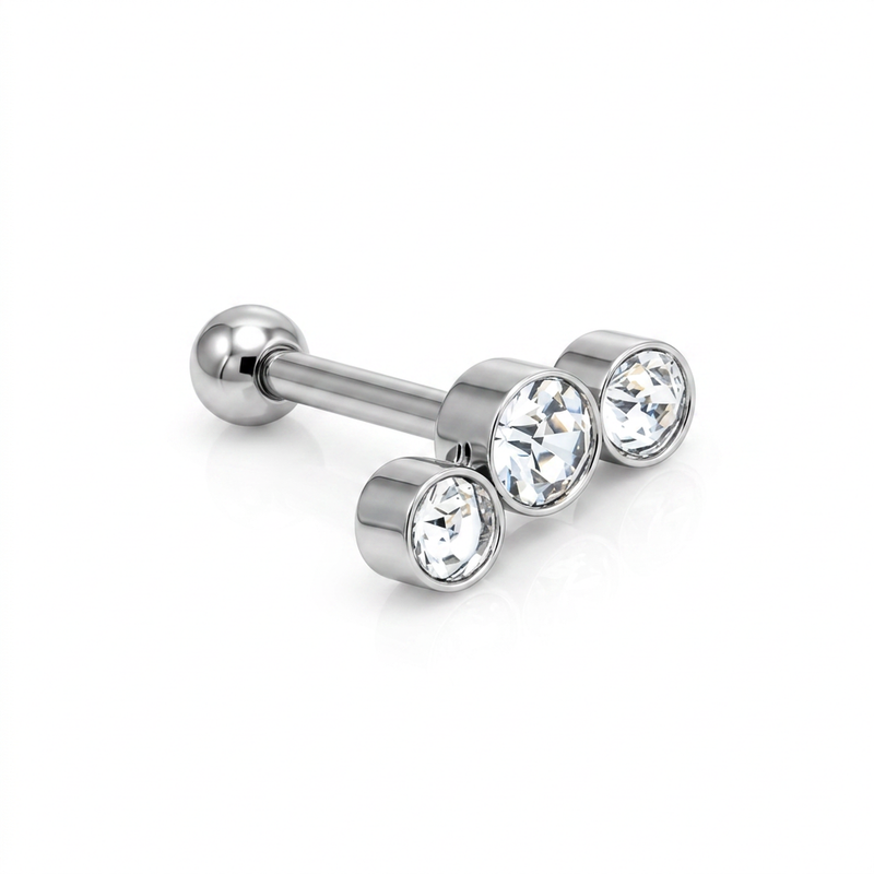Piercing con zirconi in acciaio chirurgico 316L - Piercing per Lobo, helix, forward helix, conch, flat, tragus