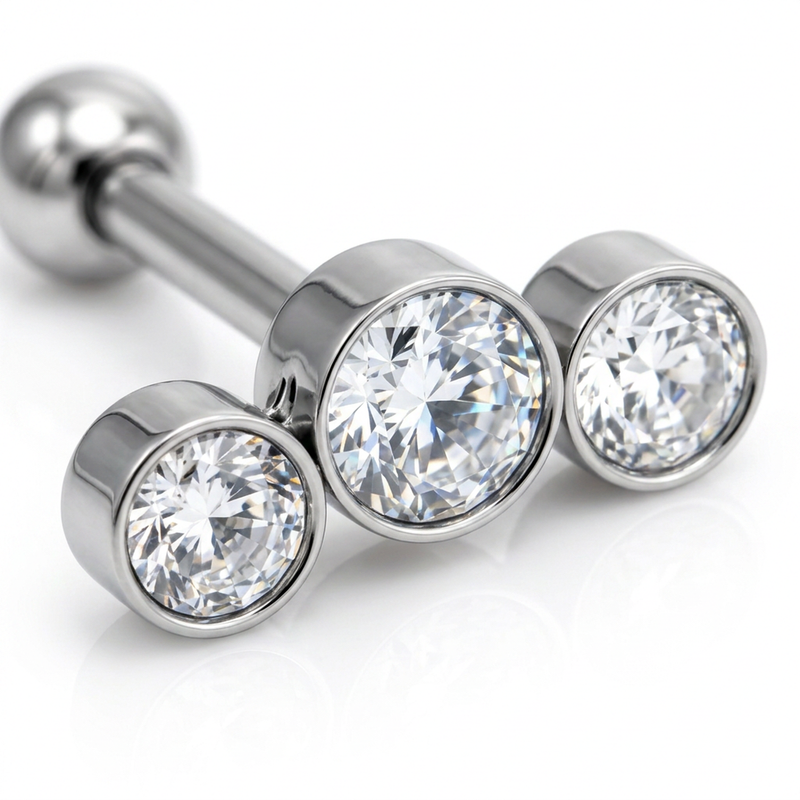 Piercing con zirconi in acciaio chirurgico 316L - Piercing per Lobo, helix, forward helix, conch, flat, tragus