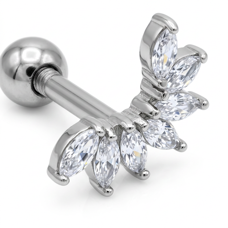Piercing con zirconi in acciaio chirurgico 316L - Piercing per Lobo, helix, forward helix, conch, flat, tragus