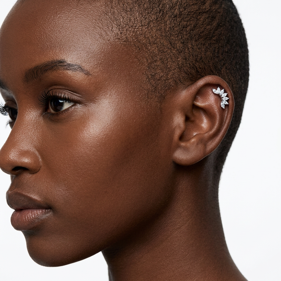 Piercing con zirconi in acciaio chirurgico 316L - Piercing per Lobo, helix, forward helix, conch, flat, tragus