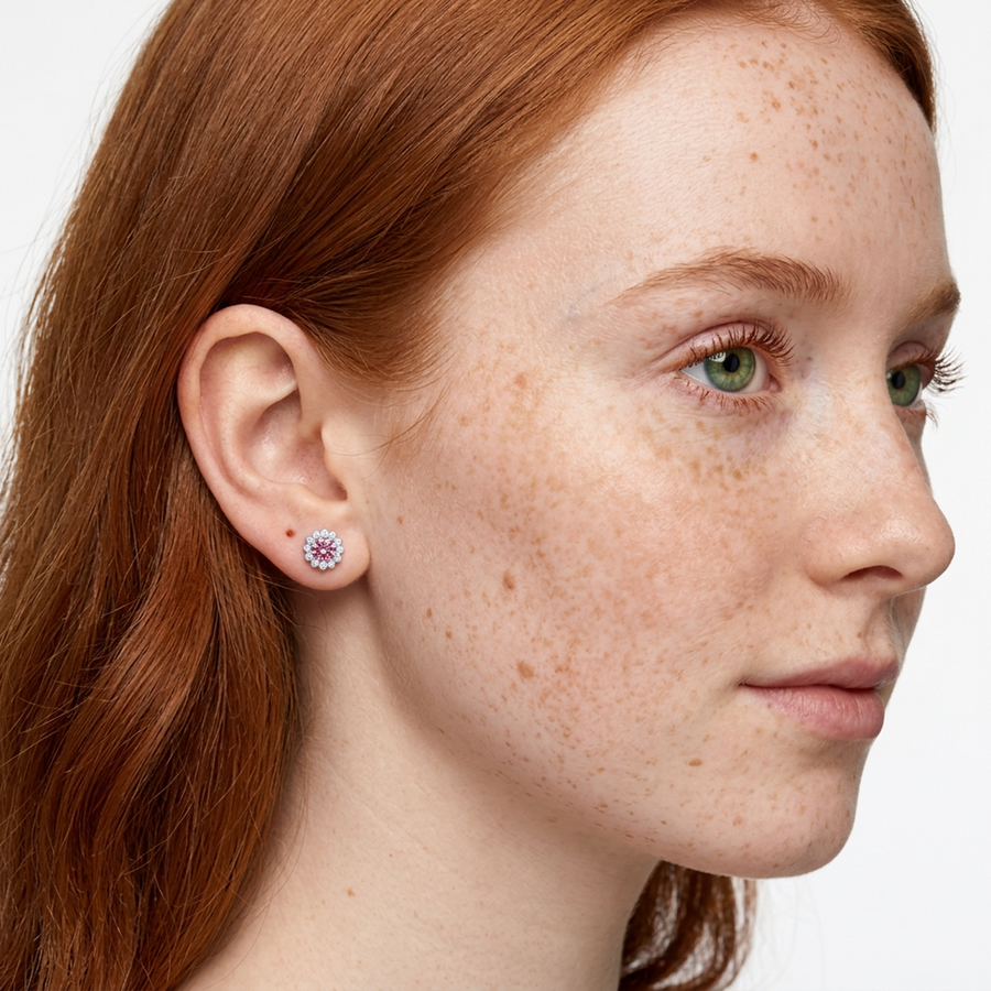Piercing con fiore e zirconi in Titanio F136- Piercing per Lobo, helix, forward helix, conch, flat, tragus