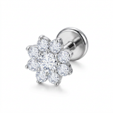 Piercing con fiore di zirconi in Titanio F136- Piercing per Lobo, helix, forward helix, conch, flat, tragus