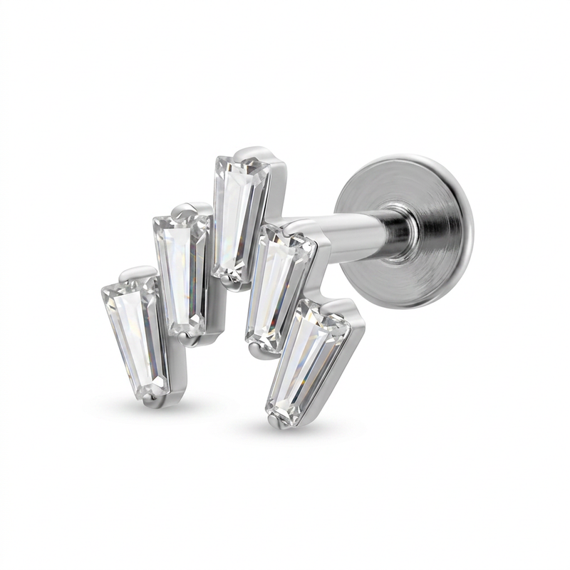 Piercing con zirconi in Titanio F136- Piercing per Lobo, helix, forward helix, conch, flat, tragus