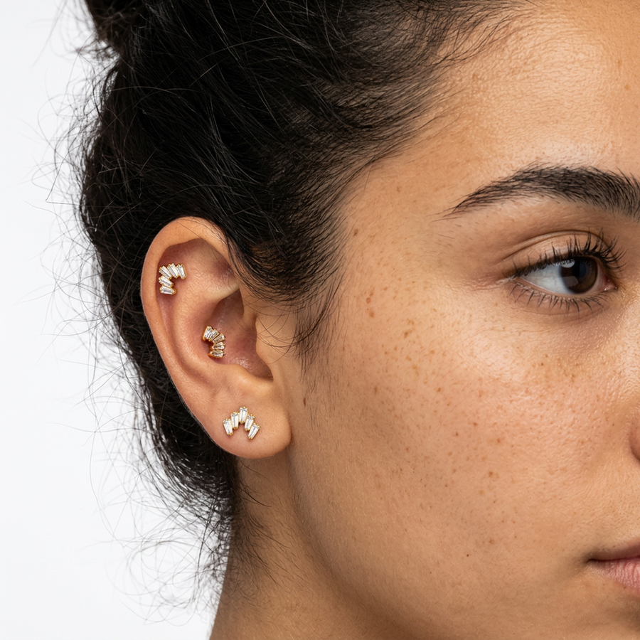Piercing con zirconi in Titanio F136- Piercing per Lobo, helix, forward helix, conch, flat, tragus