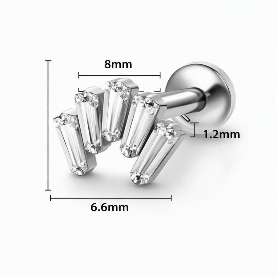 Piercing con zirconi in Titanio F136- Piercing per Lobo, helix, forward helix, conch, flat, tragus