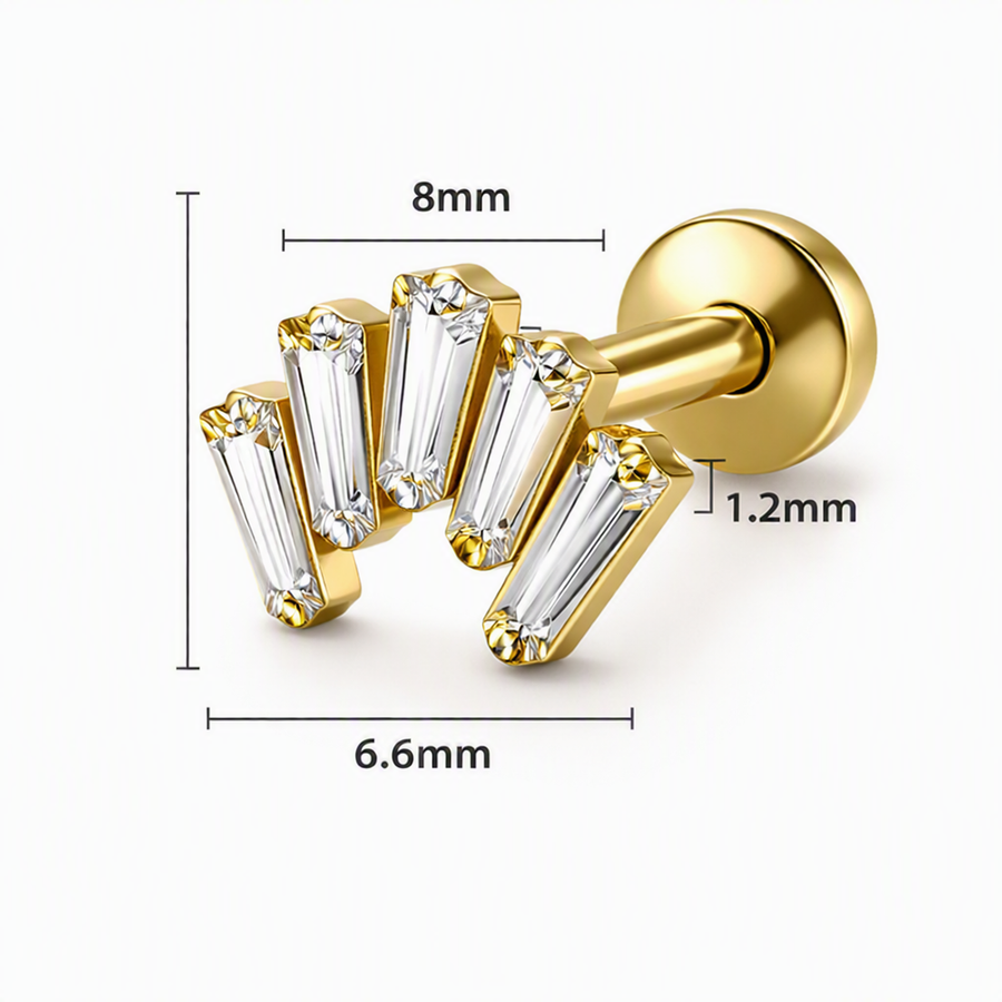 Piercing con zirconi in Titanio F136- Piercing per Lobo, helix, forward helix, conch, flat, tragus