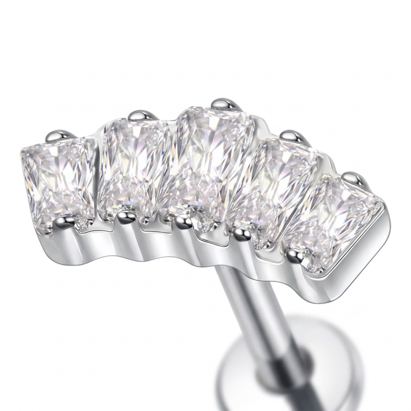 Piercing con zirconi in Titanio F136- Piercing per Lobo, helix, forward helix, conch, flat, tragus