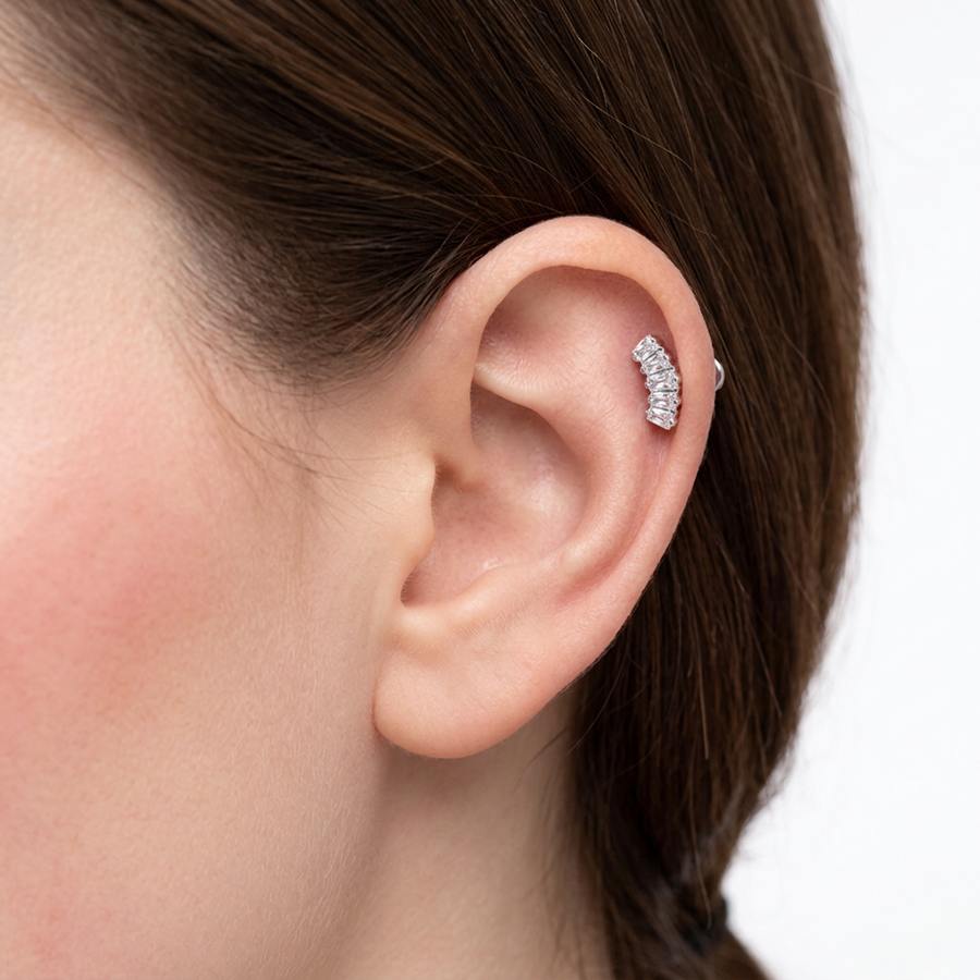Piercing con zirconi in Titanio F136- Piercing per Lobo, helix, forward helix, conch, flat, tragus