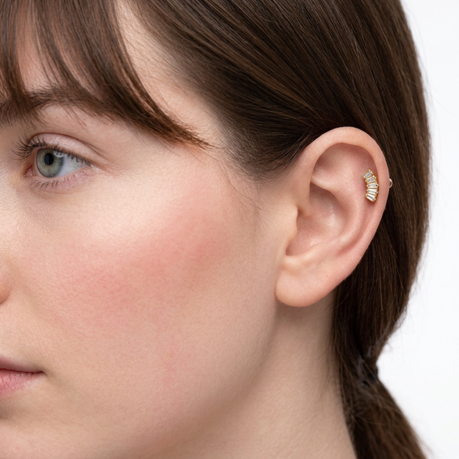 Piercing con zirconi in Titanio F136- Piercing per Lobo, helix, forward helix, conch, flat, tragus