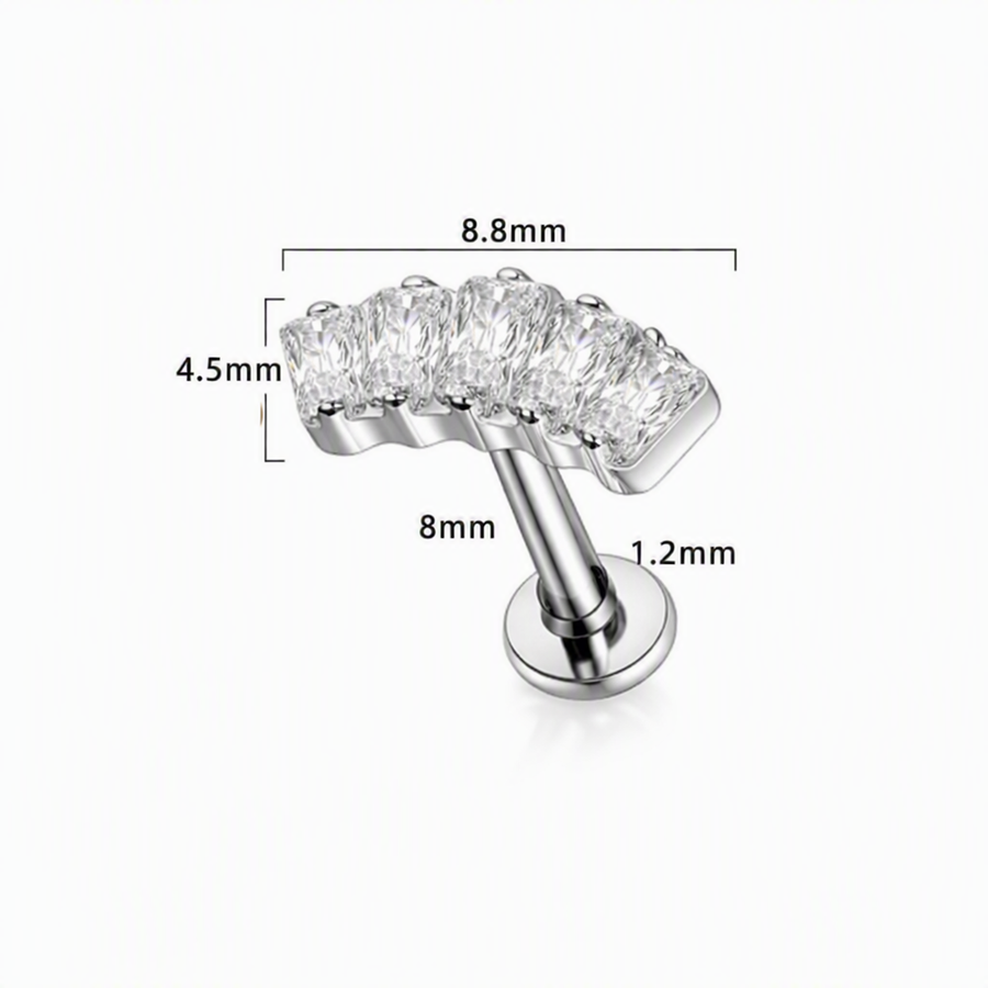 Piercing con zirconi in Titanio F136- Piercing per Lobo, helix, forward helix, conch, flat, tragus