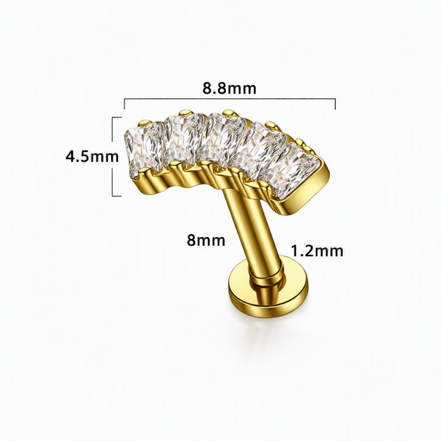 Piercing con zirconi in Titanio F136- Piercing per Lobo, helix, forward helix, conch, flat, tragus
