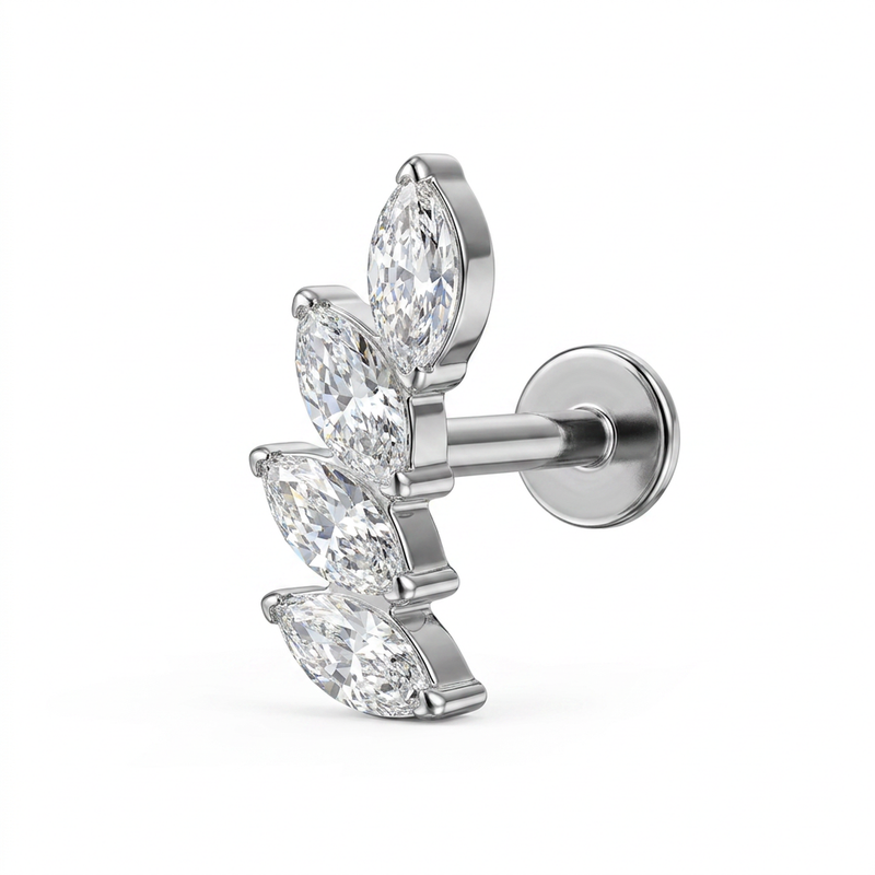 Piercing con zirconi in Titanio F136- Piercing per Lobo, helix, forward helix, conch, flat, tragus