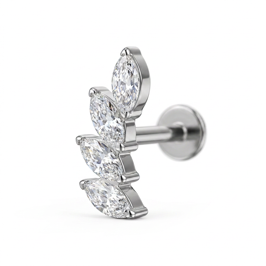 Piercing con zirconi in Titanio F136- Piercing per Lobo, helix, forward helix, conch, flat, tragus