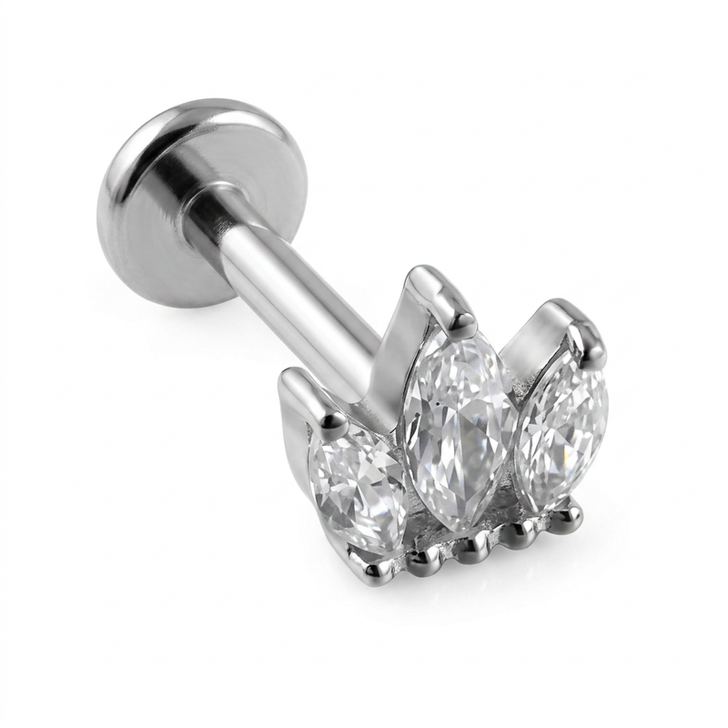 Piercing con zirconi in Titanio F136- Piercing per Lobo, helix, forward helix, conch, flat, tragus