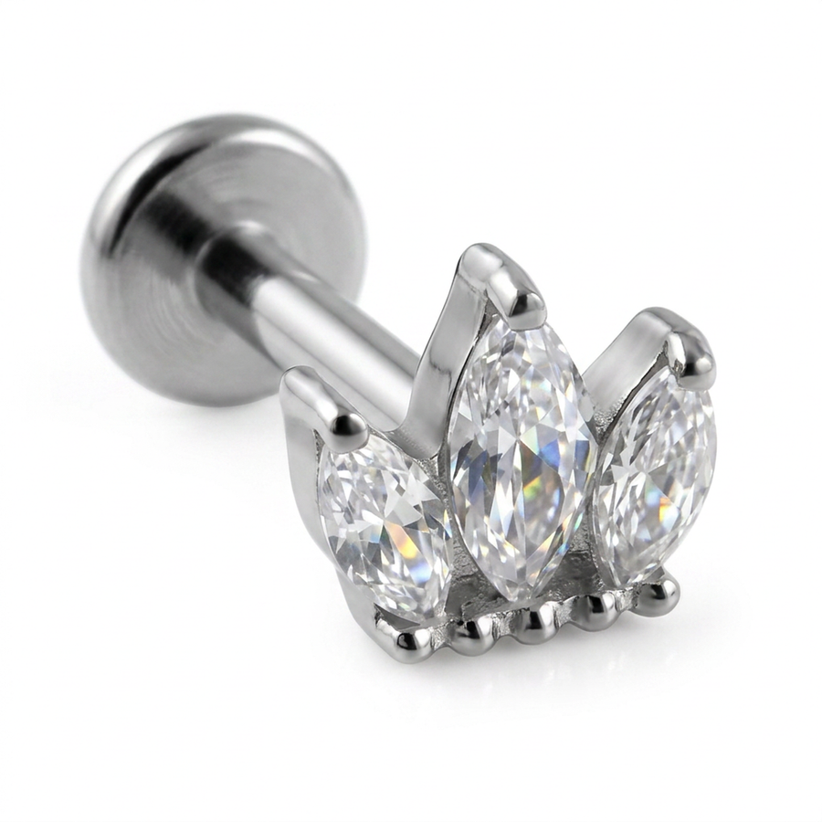 Piercing con zirconi in Titanio F136- Piercing per Lobo, helix, forward helix, conch, flat, tragus