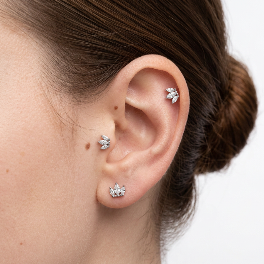 Piercing con zirconi in Titanio F136- Piercing per Lobo, helix, forward helix, conch, flat, tragus