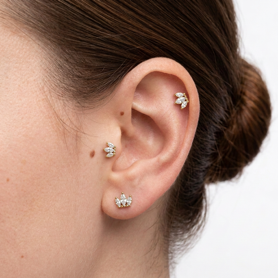 Piercing con zirconi in Titanio F136- Piercing per Lobo, helix, forward helix, conch, flat, tragus
