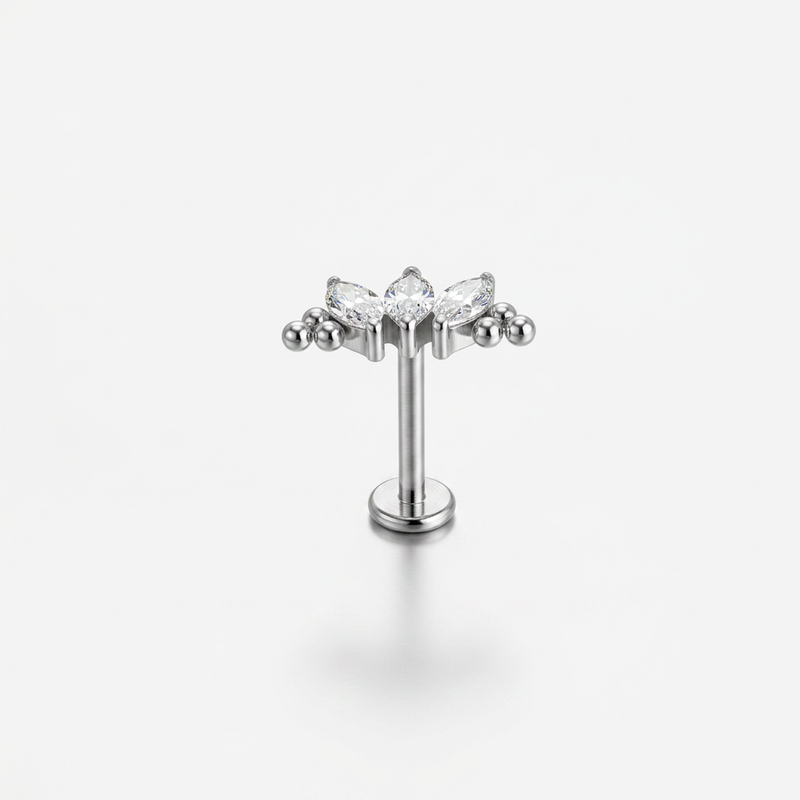 Piercing con zirconi in Titanio G23- Piercing per Lobo, helix, forward helix, conch, flat, tragus