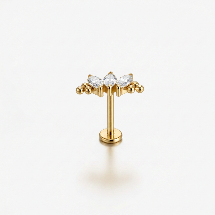 Piercing con zirconi in Titanio G23- Piercing per Lobo, helix, forward helix, conch, flat, tragus