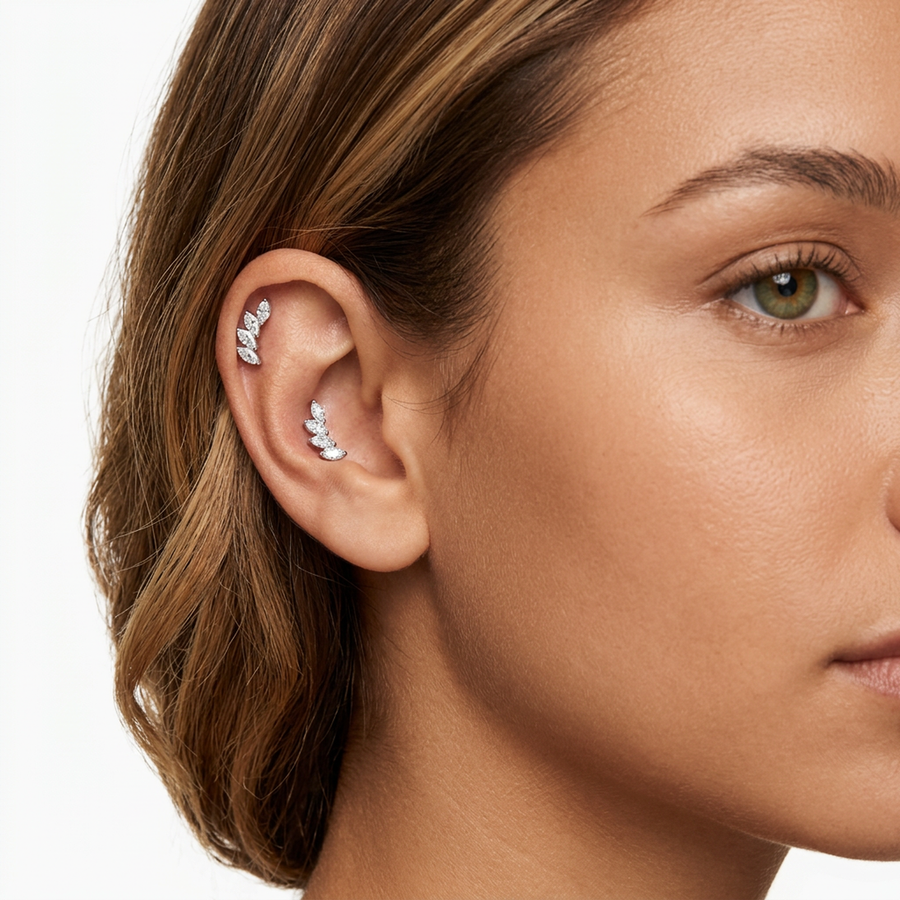 Piercing con zirconi in Titanio F136- Piercing per Lobo, helix, forward helix, conch, flat, tragus