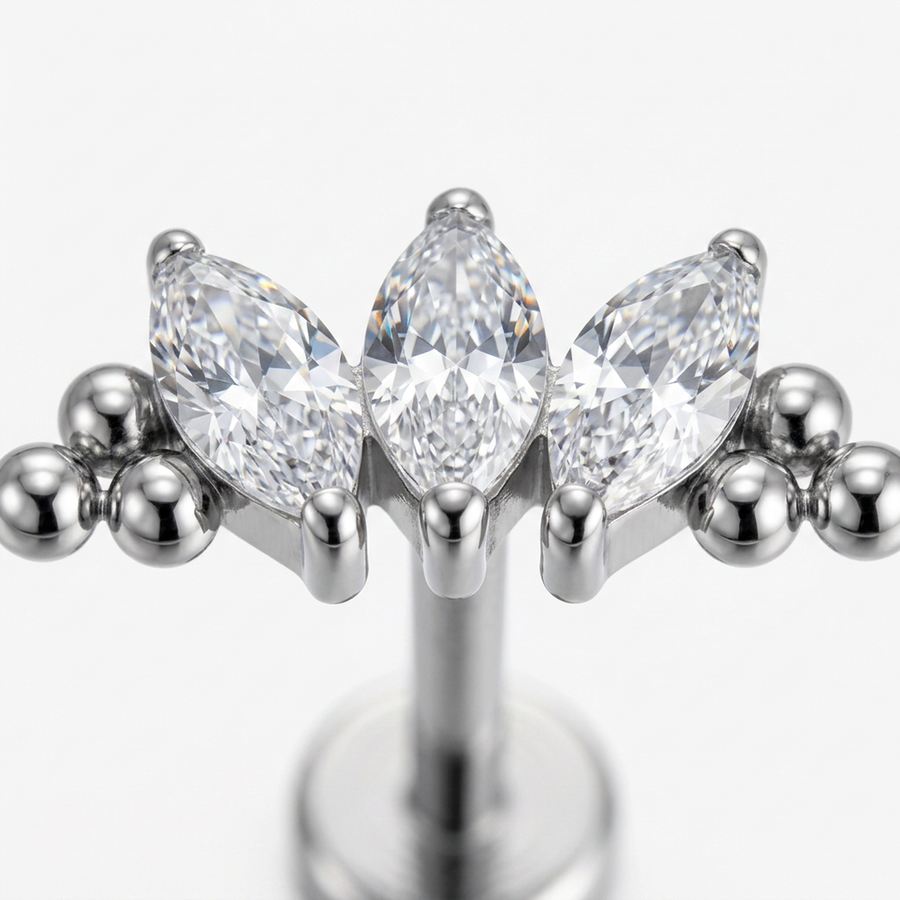 Piercing con zirconi in Titanio G23- Piercing per Lobo, helix, forward helix, conch, flat, tragus
