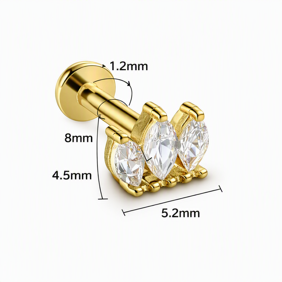 Piercing con zirconi in Titanio F136- Piercing per Lobo, helix, forward helix, conch, flat, tragus