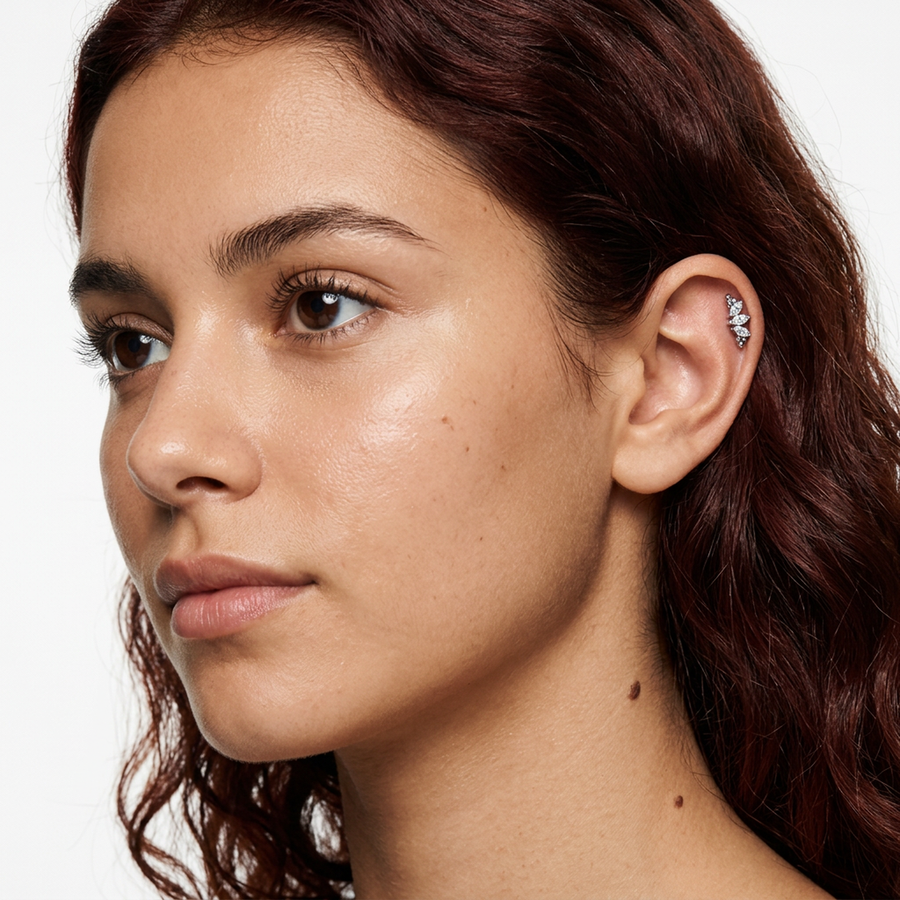 Piercing con zirconi in Titanio G23- Piercing per Lobo, helix, forward helix, conch, flat, tragus