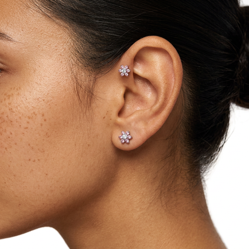 Piercing con zirconi in Titanio F136- Piercing per Lobo, helix, forward helix, conch, flat, tragus