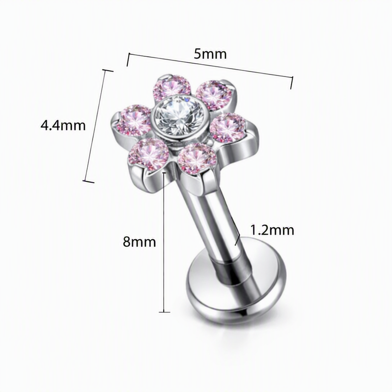 Piercing con zirconi in Titanio F136- Piercing per Lobo, helix, forward helix, conch, flat, tragus