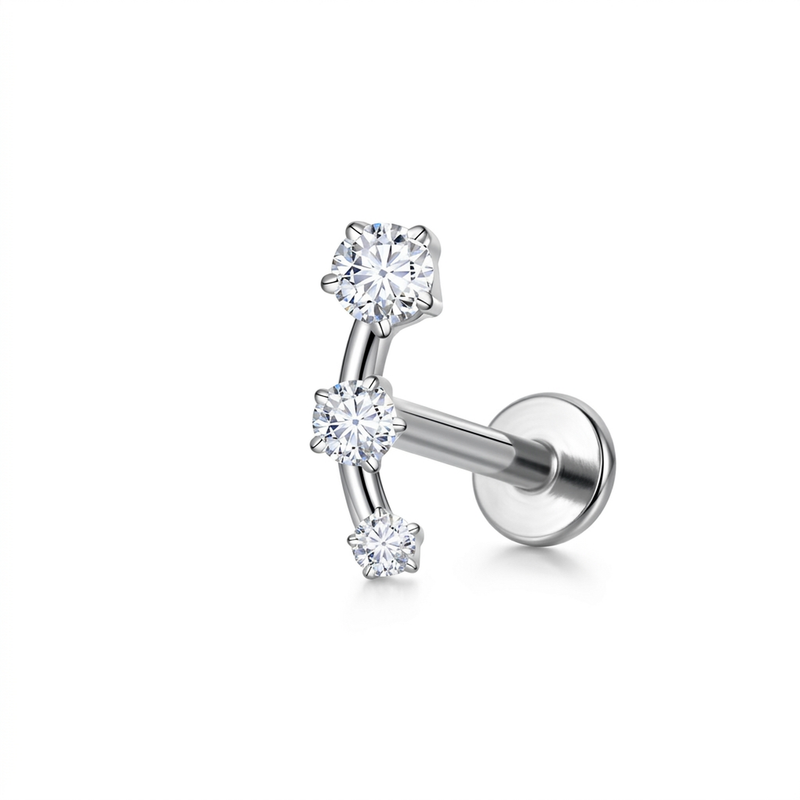Piercing con zirconi in Titanio F136- Piercing per Lobo, helix, forward helix, conch, flat, tragus