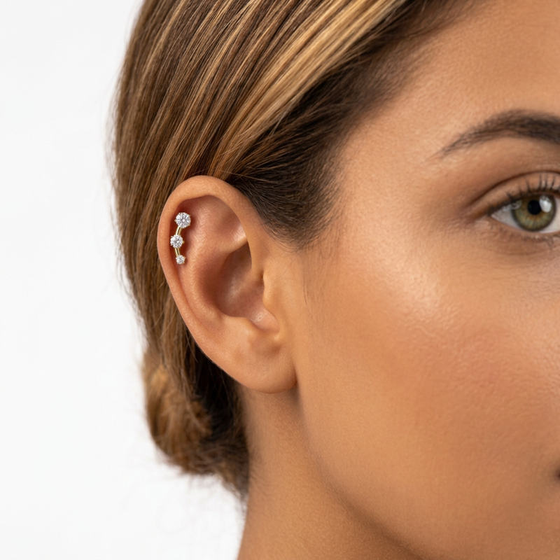 Piercing con zirconi in Titanio F136- Piercing per Lobo, helix, forward helix, conch, flat, tragus