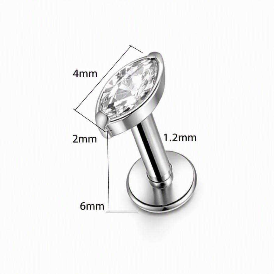 Piercing con zirconi in Titanio F136- Piercing per Lobo, helix, forward helix, conch, flat, tragus