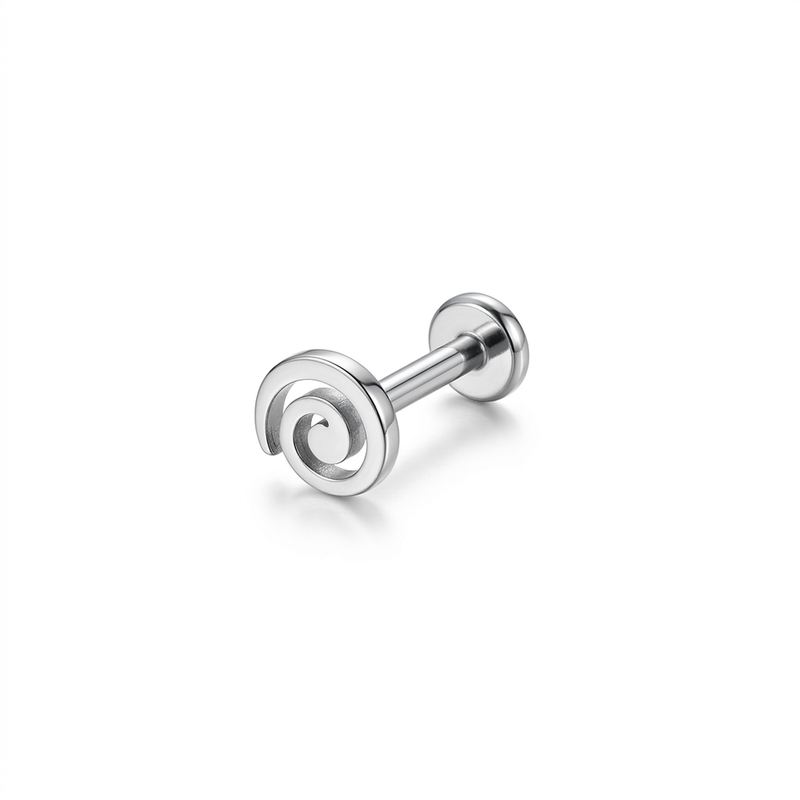Piercing con spirale in Titanio F136- Piercing per Lobo, helix, forward helix, conch, flat, tragus