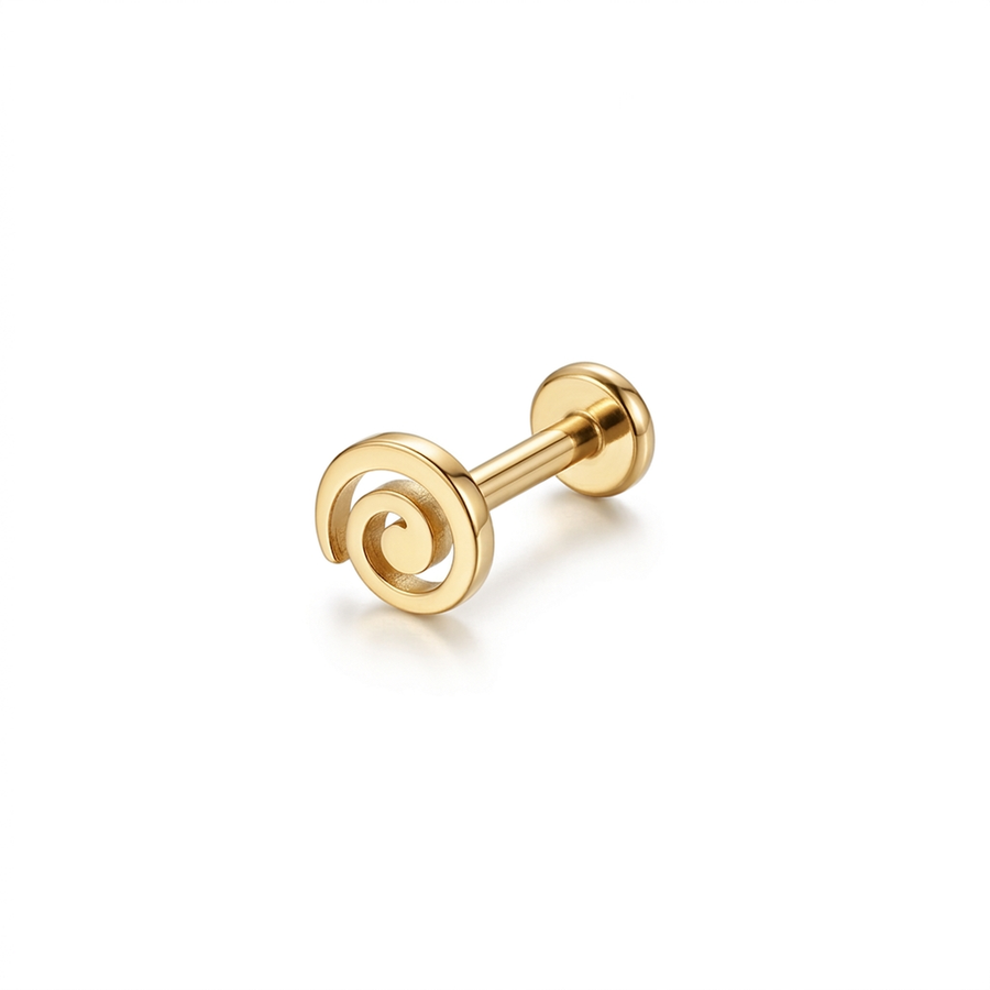 Piercing con spirale in Titanio F136- Piercing per Lobo, helix, forward helix, conch, flat, tragus