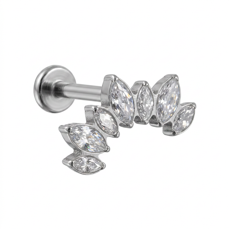 Piercing con zirconi in Titanio F136- Piercing per Lobo, helix, forward helix, conch, flat, tragus