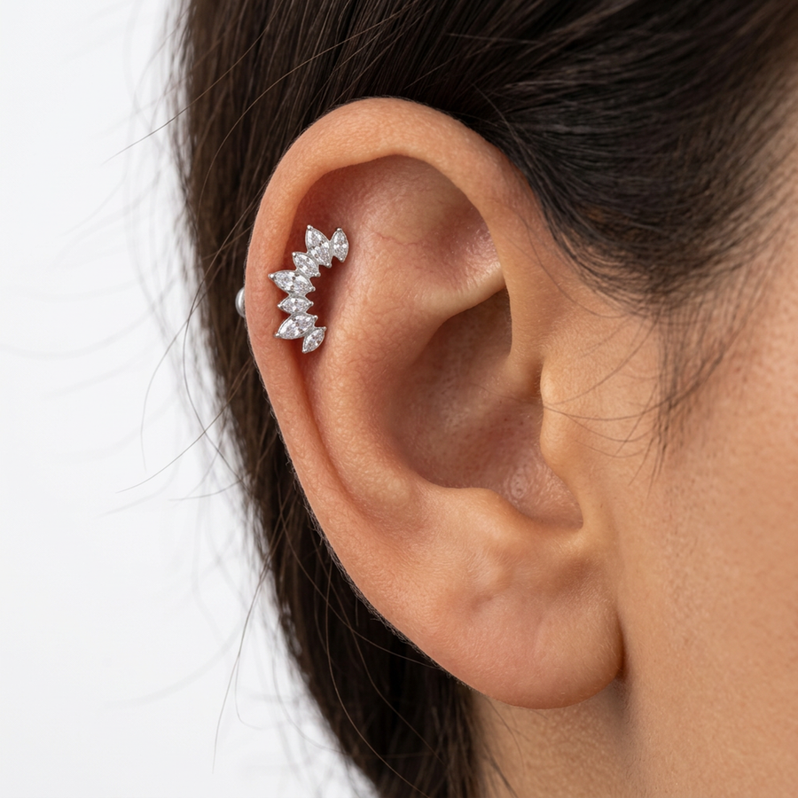 Piercing con zirconi in Titanio F136- Piercing per Lobo, helix, forward helix, conch, flat, tragus