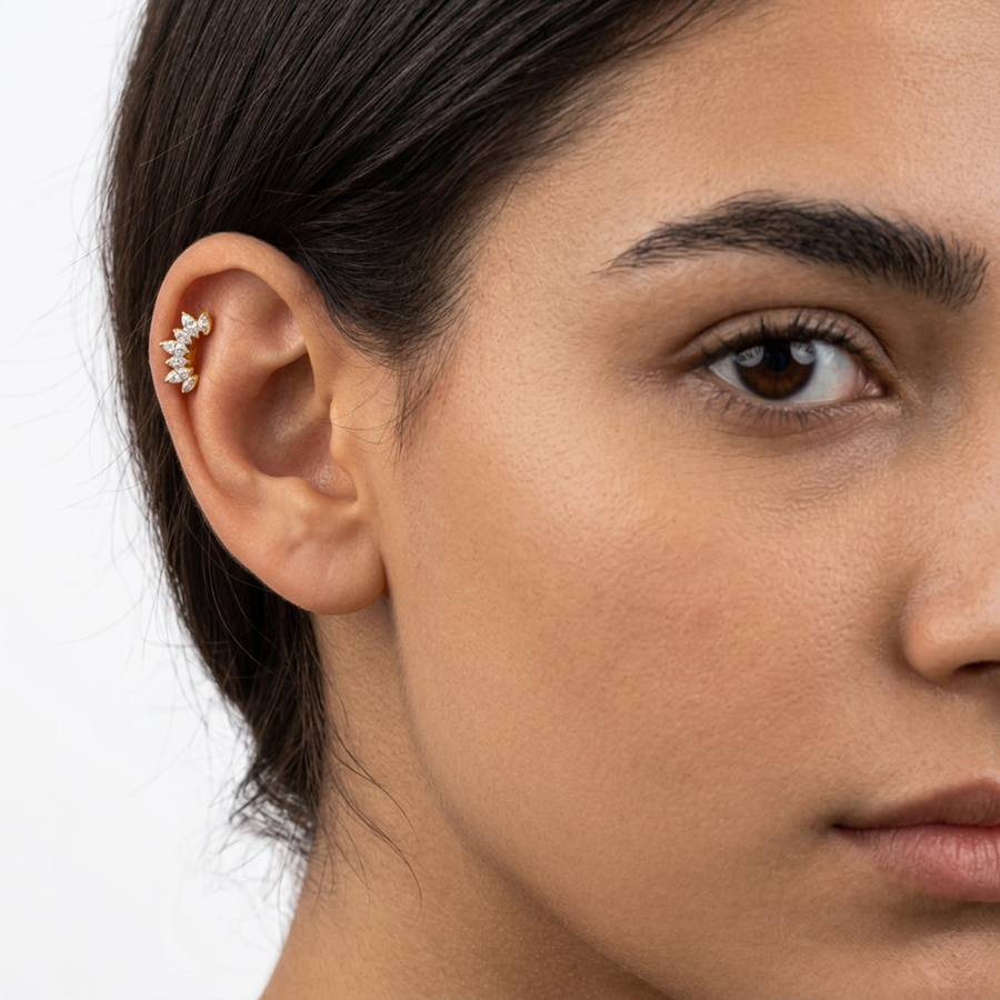 Piercing con zirconi in Titanio F136- Piercing per Lobo, helix, forward helix, conch, flat, tragus