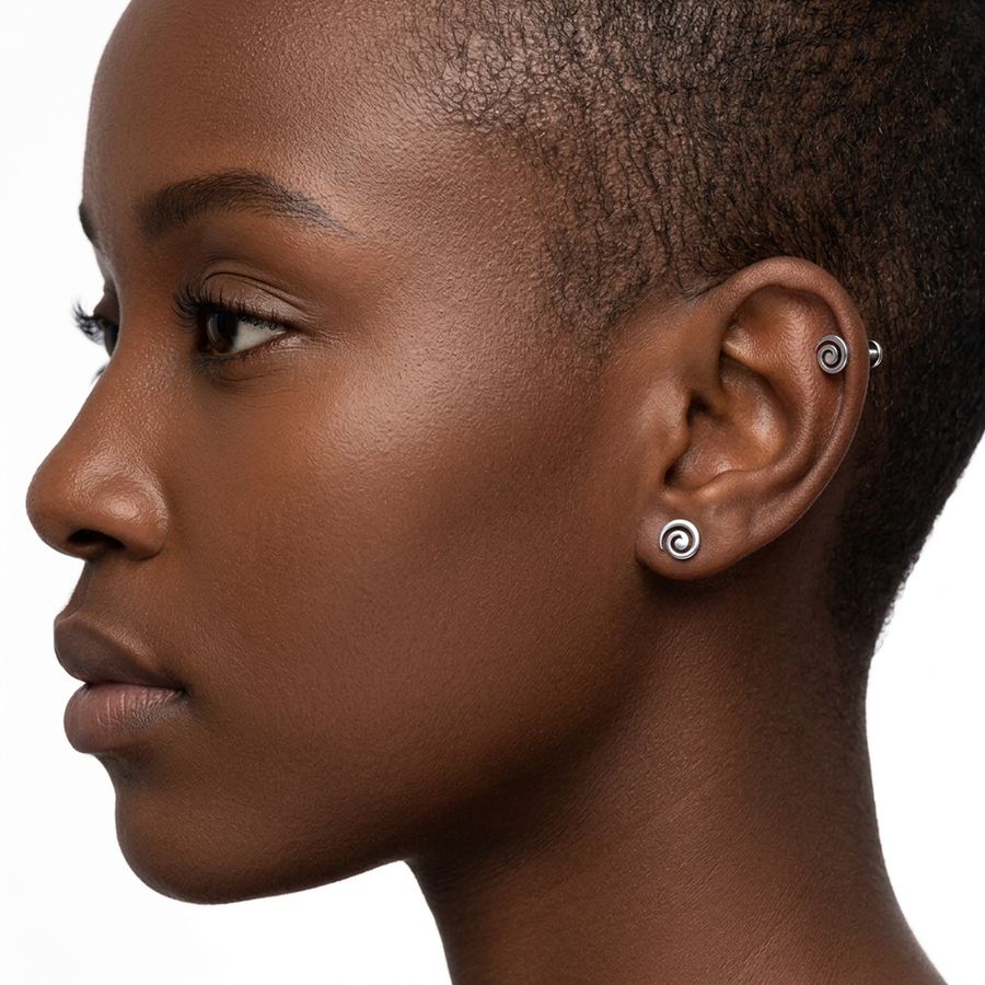 Piercing con spirale in Titanio F136- Piercing per Lobo, helix, forward helix, conch, flat, tragus