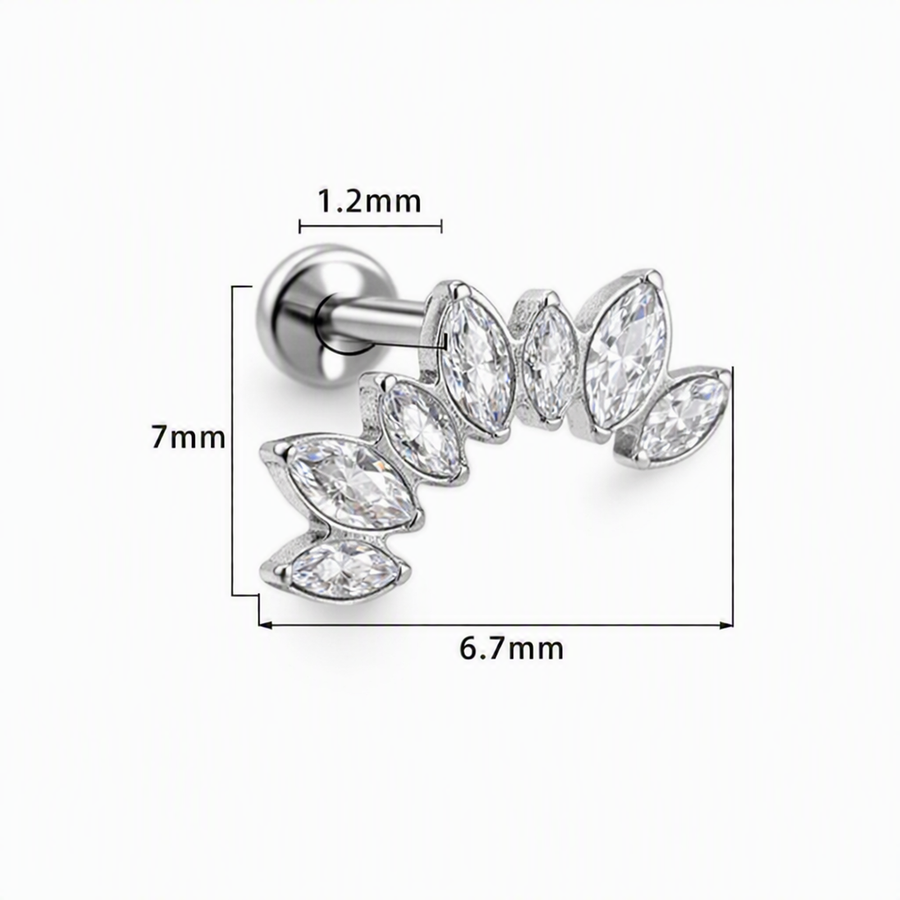 Piercing con zirconi in Titanio F136- Piercing per Lobo, helix, forward helix, conch, flat, tragus