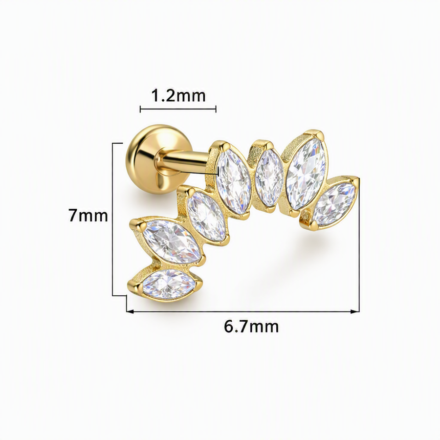 Piercing con zirconi in Titanio F136- Piercing per Lobo, helix, forward helix, conch, flat, tragus
