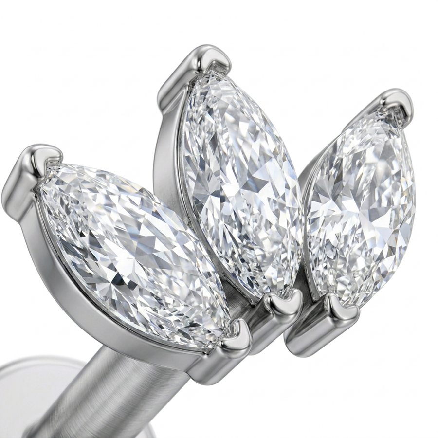 Piercing con zirconi in Titanio F136- Piercing per Lobo, helix, forward helix, conch, flat, tragus