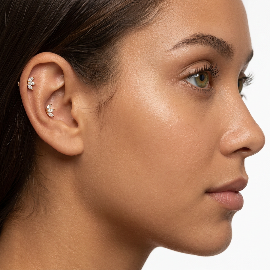 Piercing con zirconi in Titanio F136- Piercing per Lobo, helix, forward helix, conch, flat, tragus
