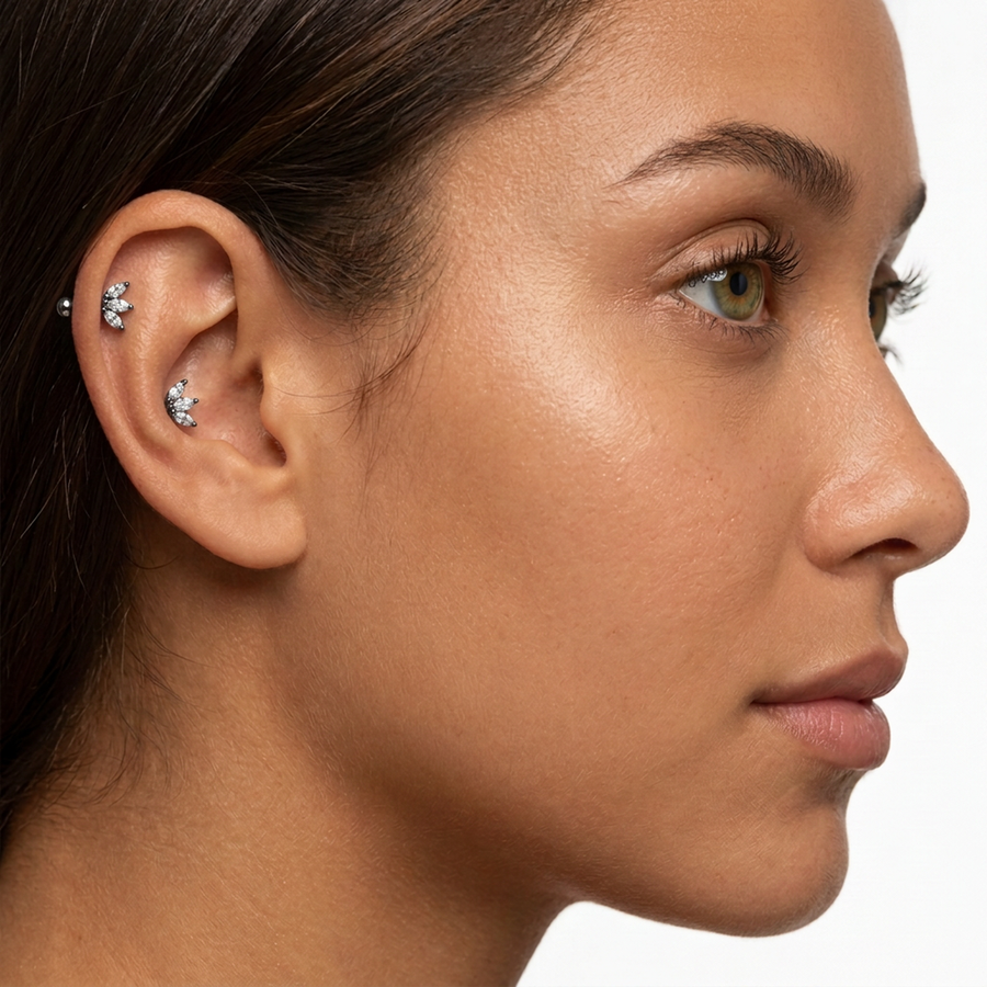 Piercing con zirconi in Titanio F136- Piercing per Lobo, helix, forward helix, conch, flat, tragus