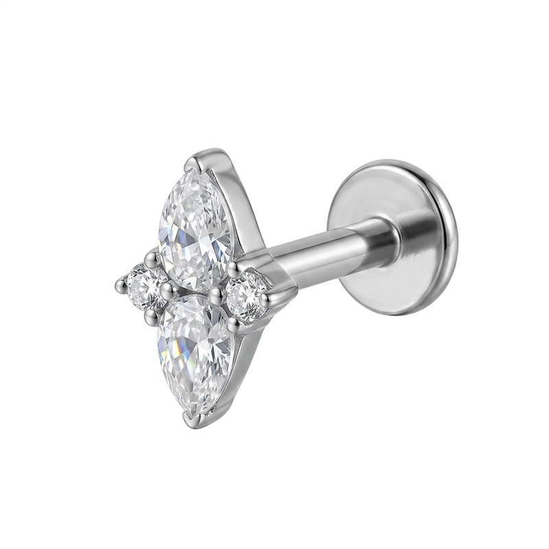 Piercing con zirconi in Titanio F136- Piercing per Lobo, helix, forward helix, conch, flat, tragus