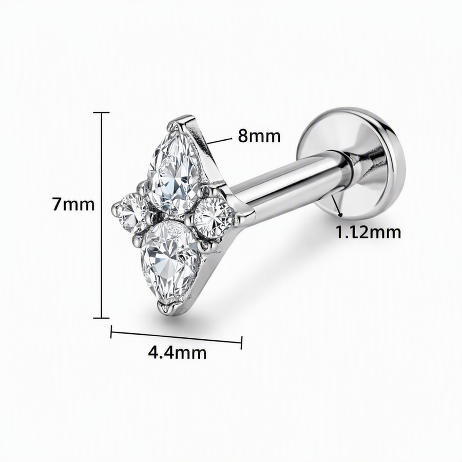 Piercing con zirconi in Titanio F136- Piercing per Lobo, helix, forward helix, conch, flat, tragus
