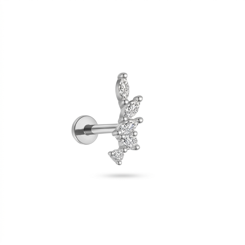 Piercing con zirconi in Titanio F136- Piercing per Lobo, helix, forward helix, conch, flat, tragus