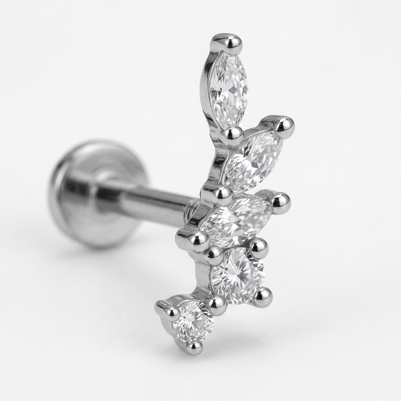 Piercing con zirconi in Titanio F136- Piercing per Lobo, helix, forward helix, conch, flat, tragus