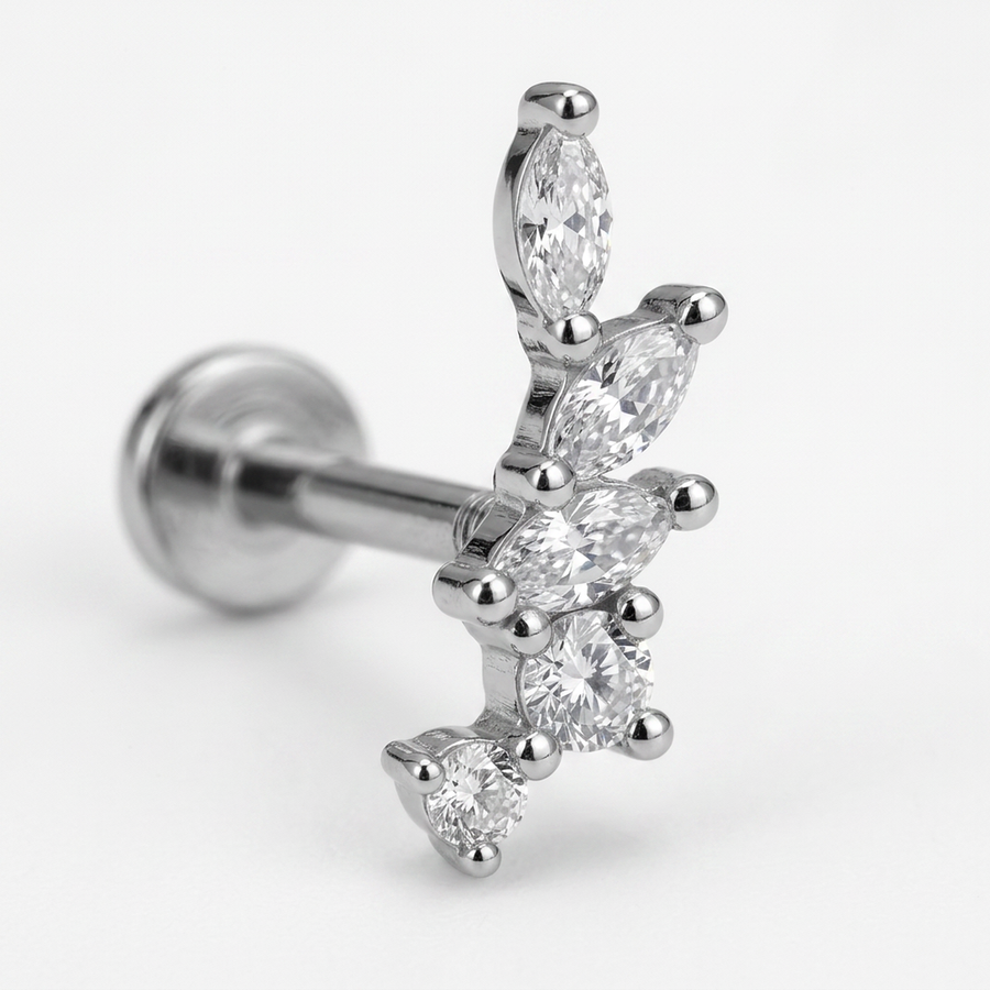 Piercing con zirconi in Titanio F136- Piercing per Lobo, helix, forward helix, conch, flat, tragus