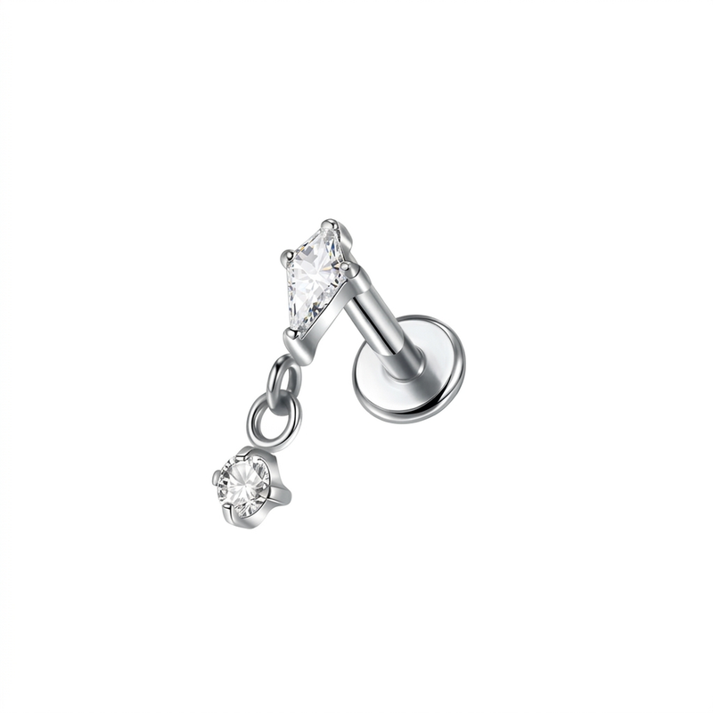 Piercing con zirconi in Titanio F136- Piercing per Lobo, helix, forward helix, conch, flat, tragus