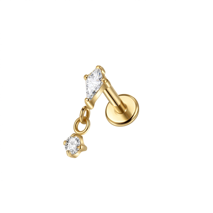 Piercing con zirconi in Titanio F136- Piercing per Lobo, helix, forward helix, conch, flat, tragus